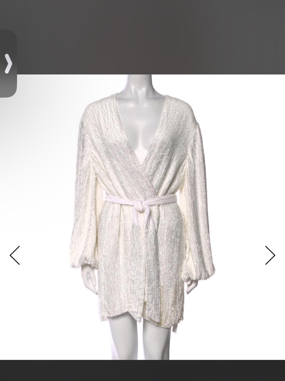 Retrofete Ivory Sequin Wrap Mini Dress
